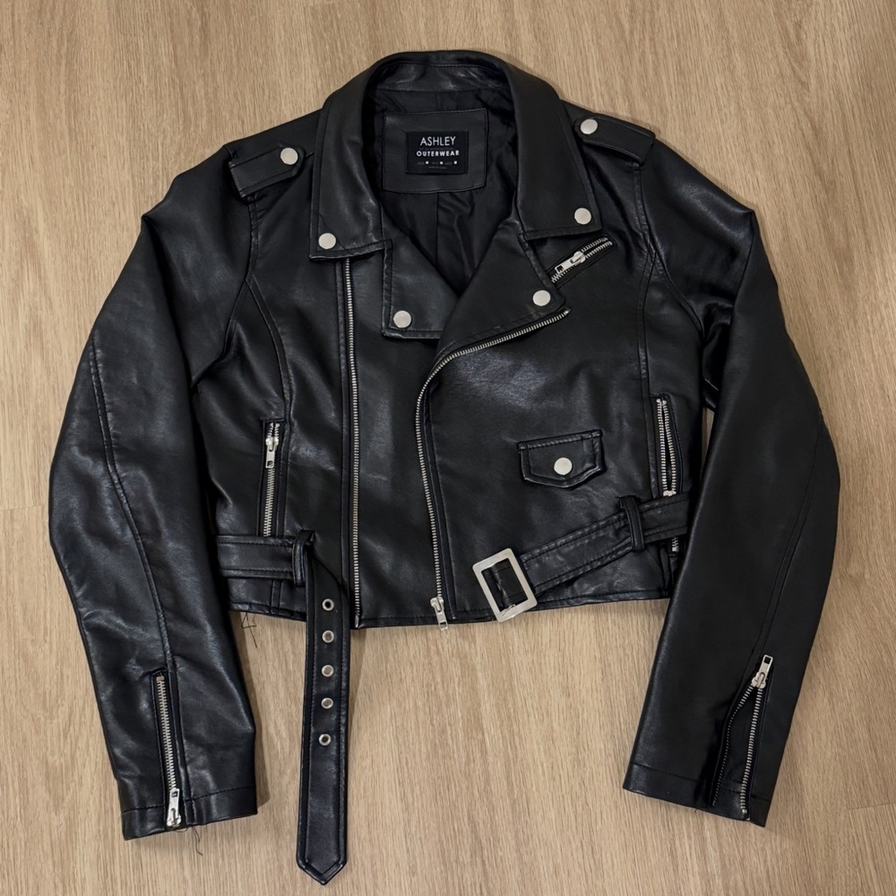 Ashley Black Leather Moto Jacket